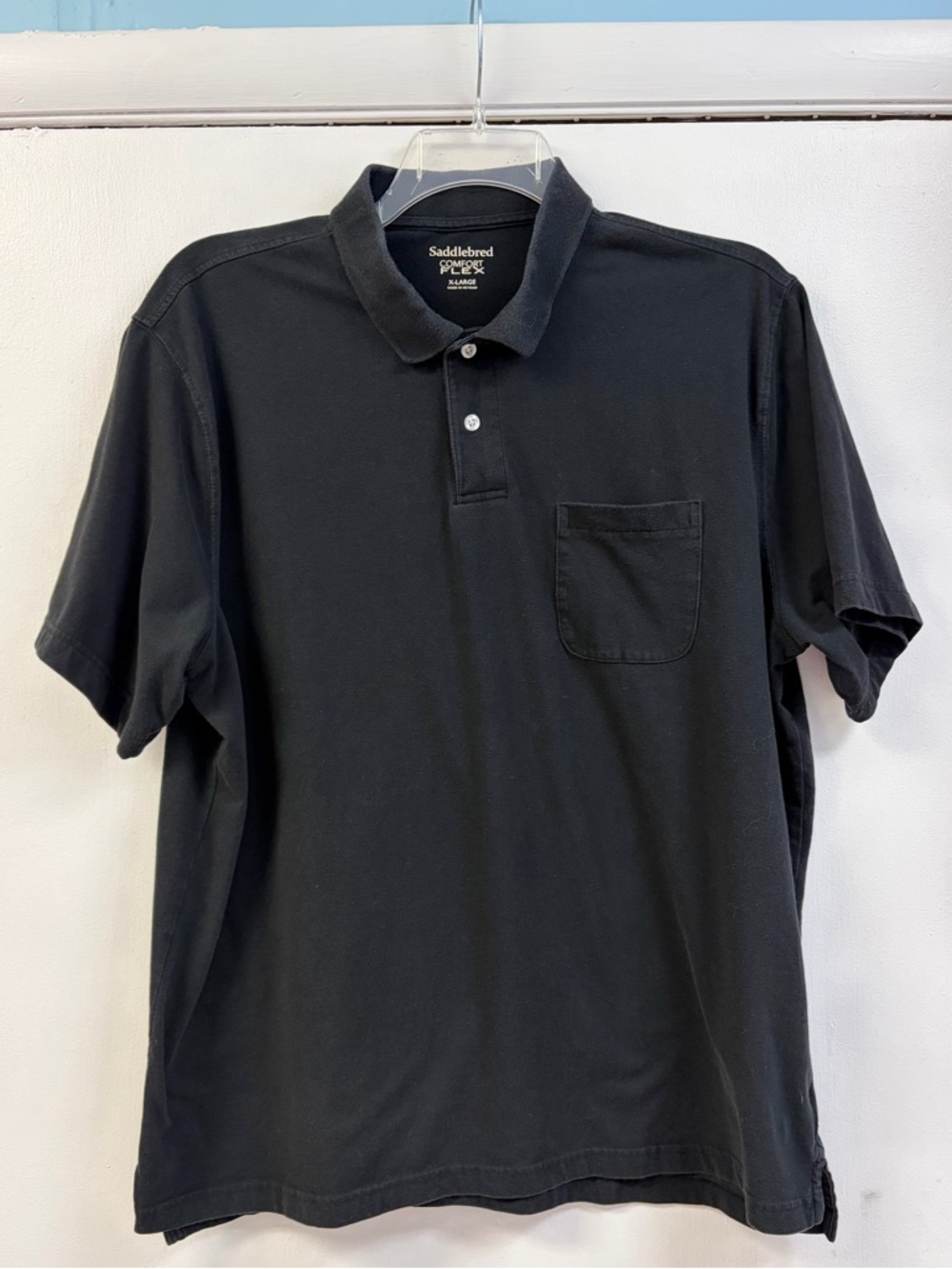 Saddlebred Men's Black Short-Sleeve Polo with Chest Pocket